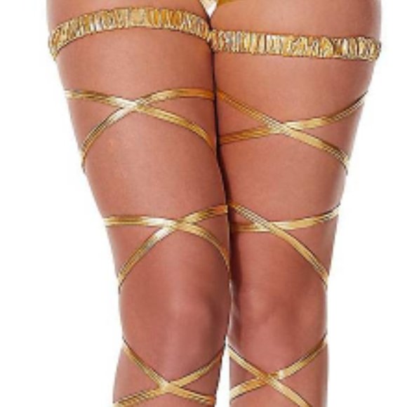 Metallic Gold & Metallic Silver  Festival Leg Wraps,  and Shamrock Garters ,NWOT - Picture 1 of 5
